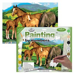 PEINTURE À NUMÉROS JUNIOR LARGE - JUMENT ET POULAIN